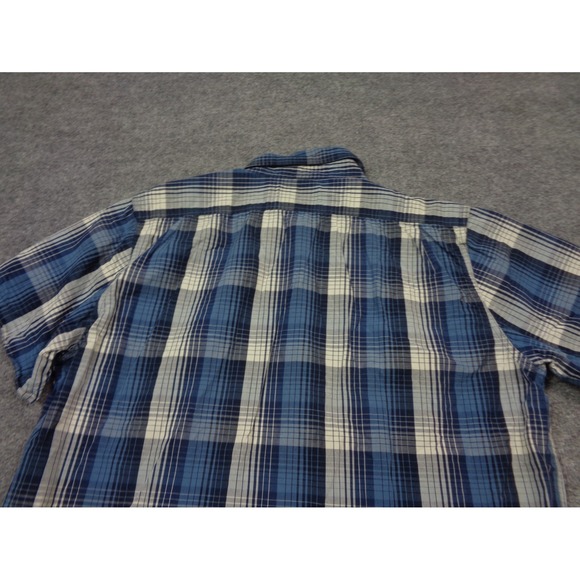 Filson Shirt Mens L Blue White Washed Feather Cloth Plaid Short Sleeve - Picture 6 of 13